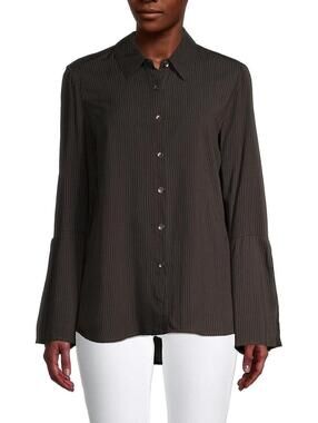 For the Republic Women's Black Long Sleeve Button-Down Shirt, Size XS